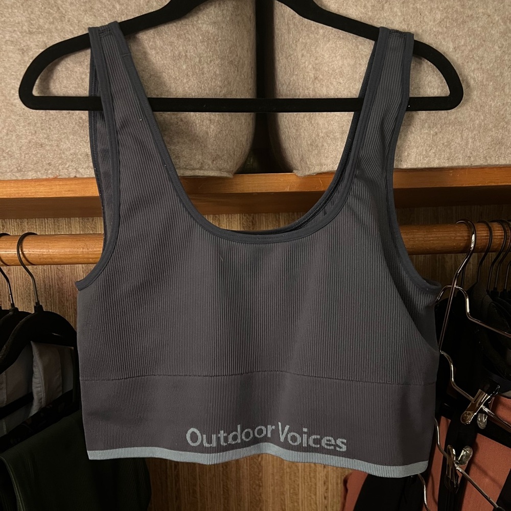 Outdoor Voices XL SeamlessRib Longline Bra in Navy